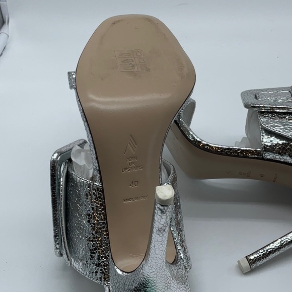 ATTICO Ester Crackled Metallic-leather Mules In Silver - Picture 13 of 16